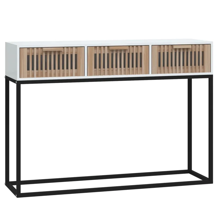 Table console blanc 105x30x75 cm bois d'ingénierie et fer - 2