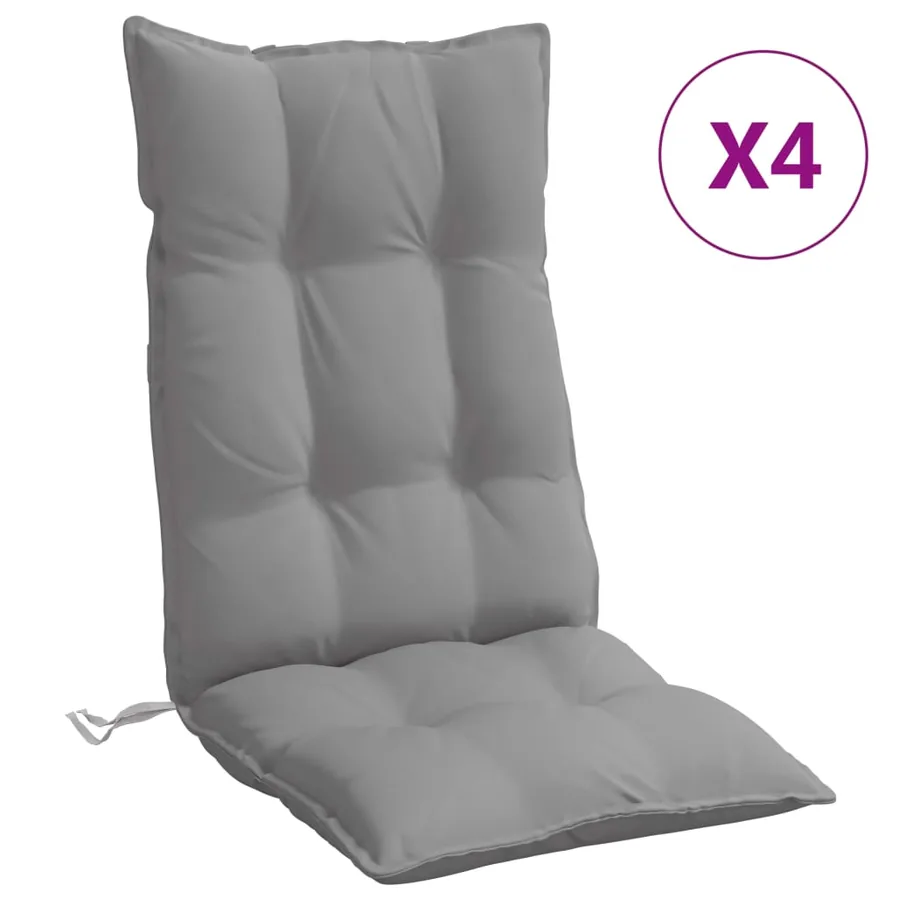 Coussins de chaise à dossier haut lot de 4 gris tissu oxford - 2