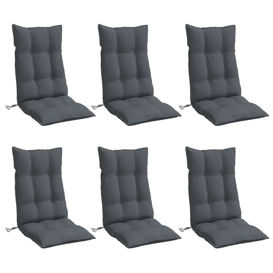 Coussins de chaise à dossier haut lot de 6 anthracite - 3