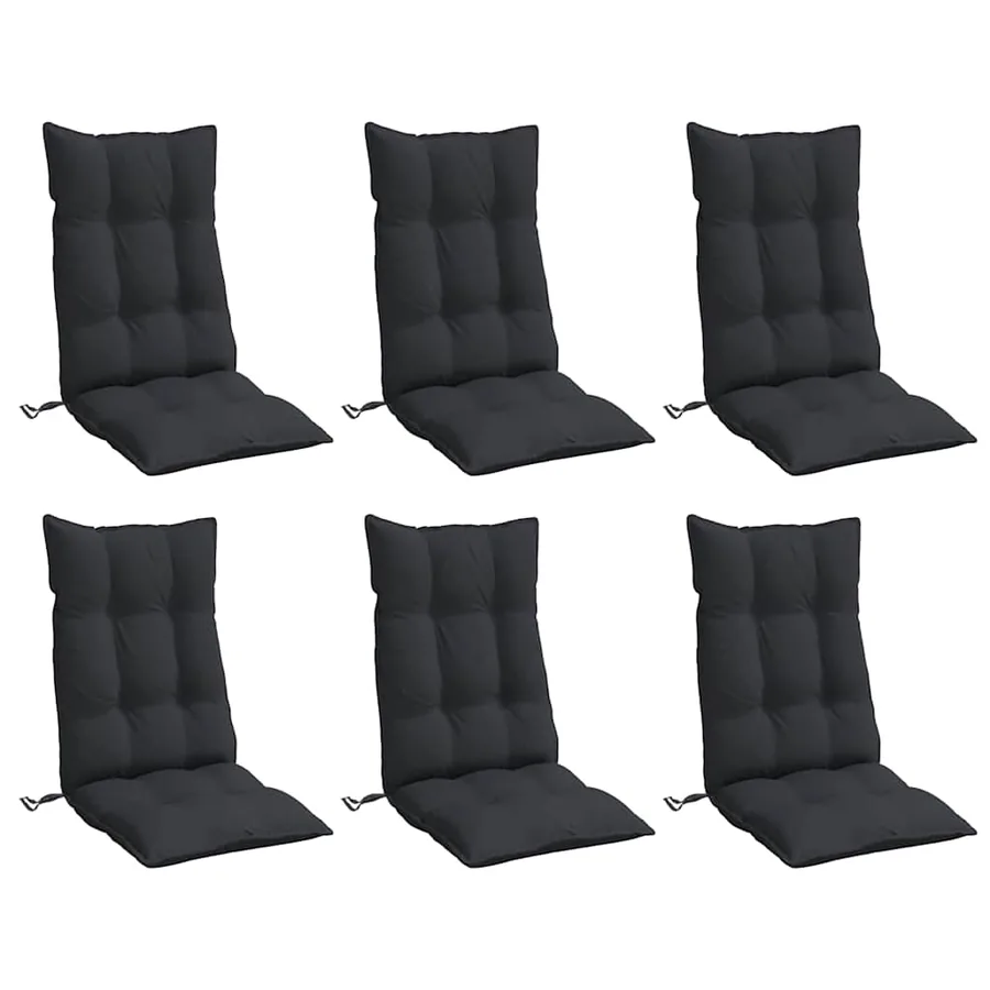Coussins de chaise à dossier haut lot de 6 noir tissu oxford - 3
