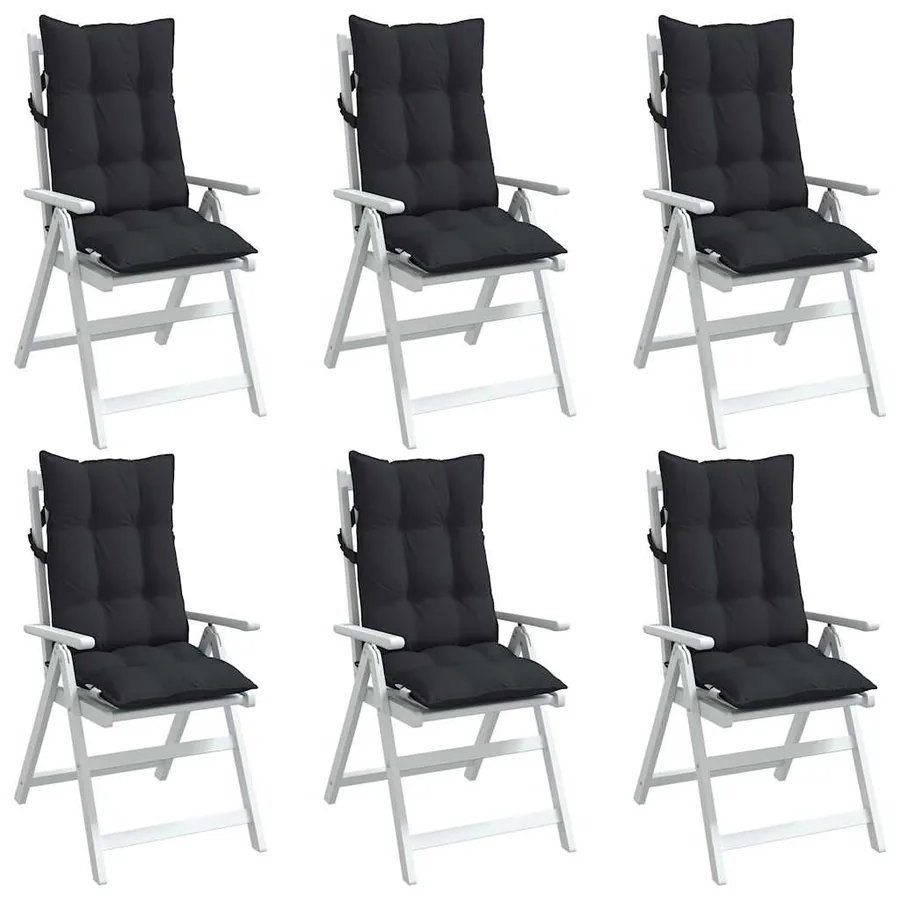 Coussins de chaise à dossier haut lot de 6 noir tissu oxford - 4