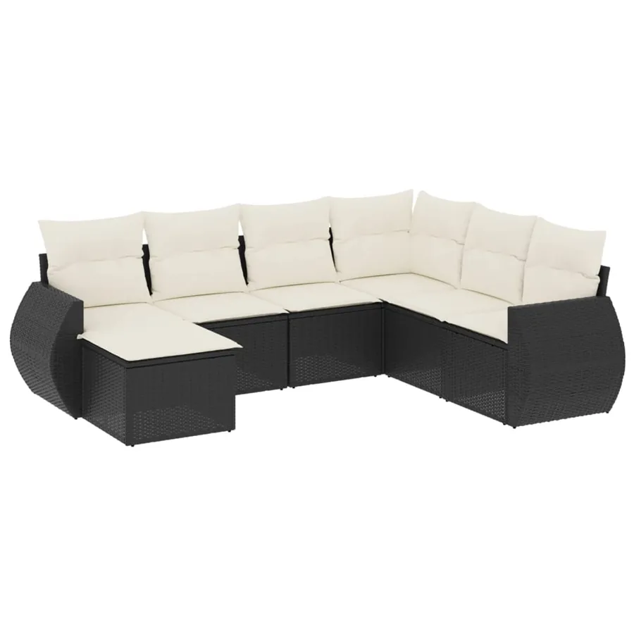 Salon de jardin 7 pcs avec coussins noir résine tressée 62 x 62 x 69 cm - 55,4 kg - 2