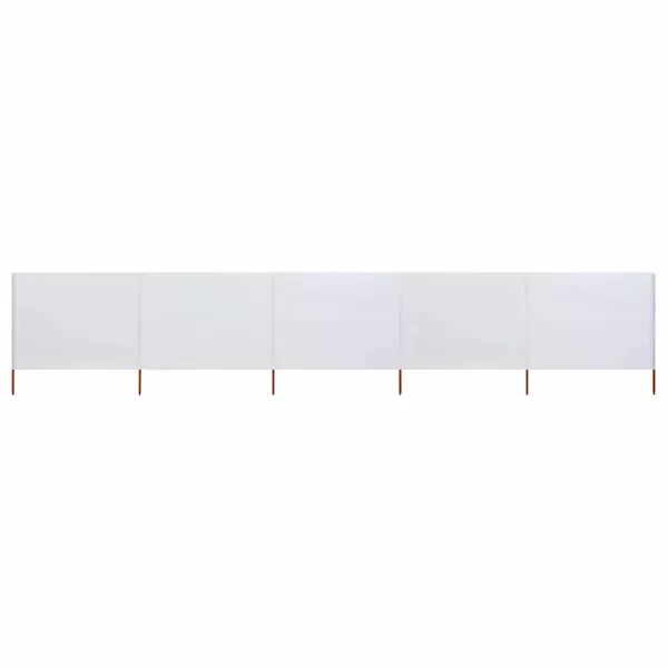 Paravent 5 panneaux Tissu 600 x 120 cm Blanc sable