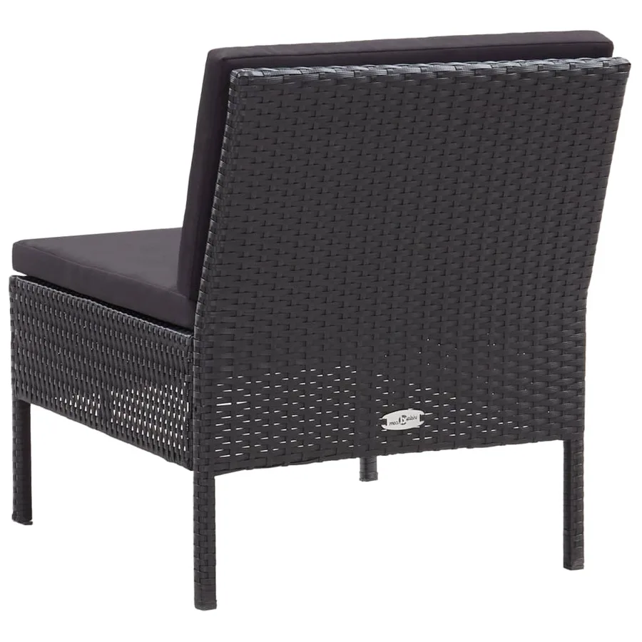 Salon de jardin 6 pcs avec coussins résine tressée noir - 10