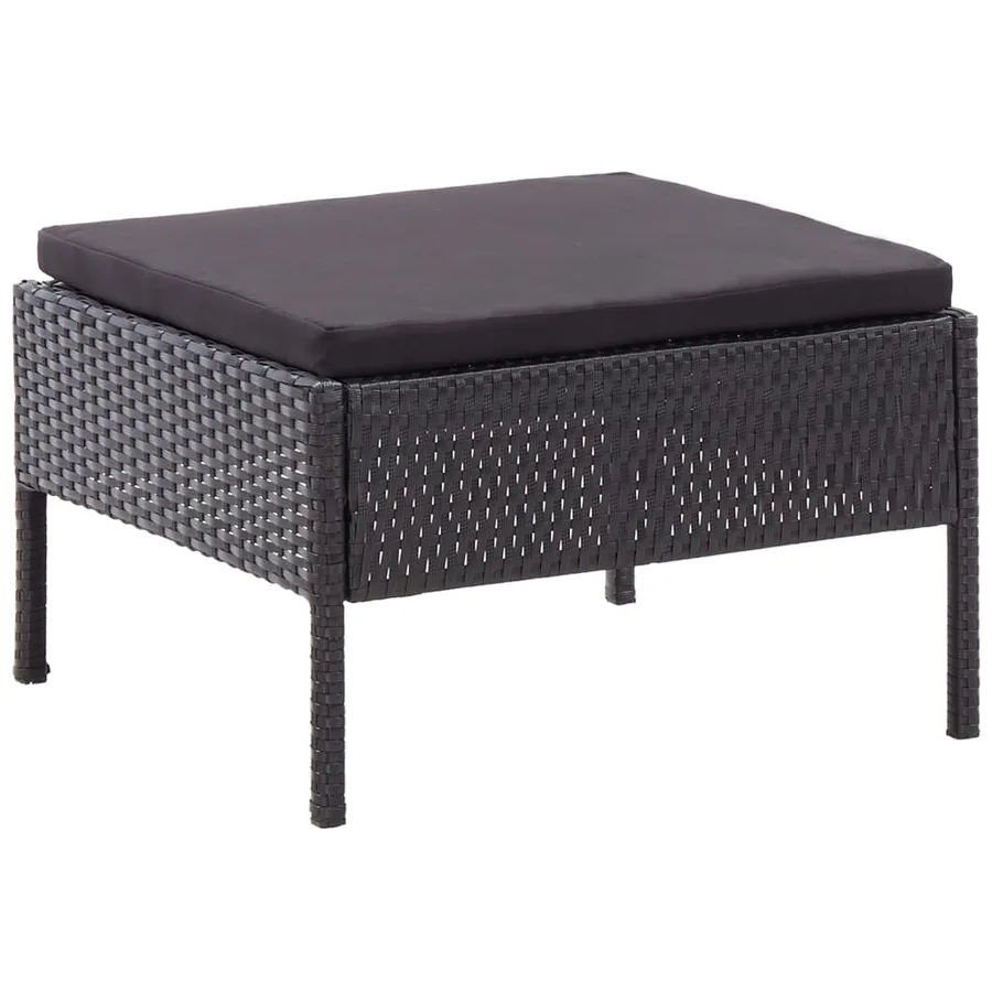 Salon de jardin 6 pcs avec coussins résine tressée noir - 12
