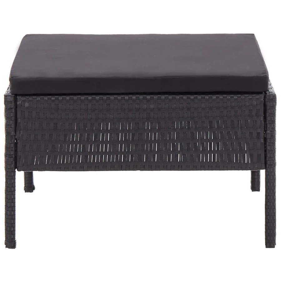Salon de jardin 6 pcs avec coussins résine tressée noir - 13