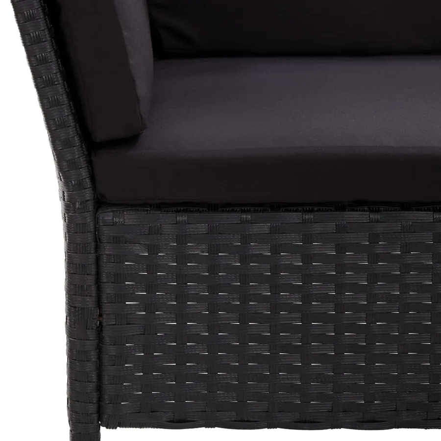 Salon de jardin 6 pcs avec coussins résine tressée noir - 15