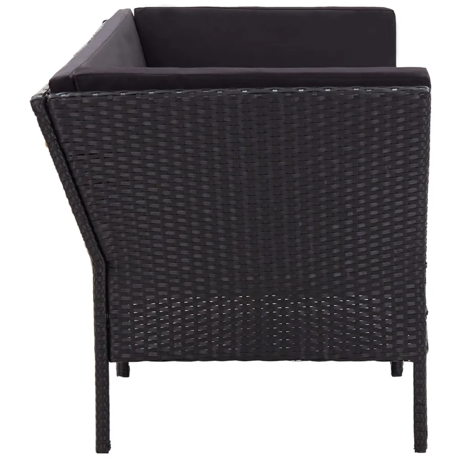 Salon de jardin 6 pcs avec coussins résine tressée noir - 4