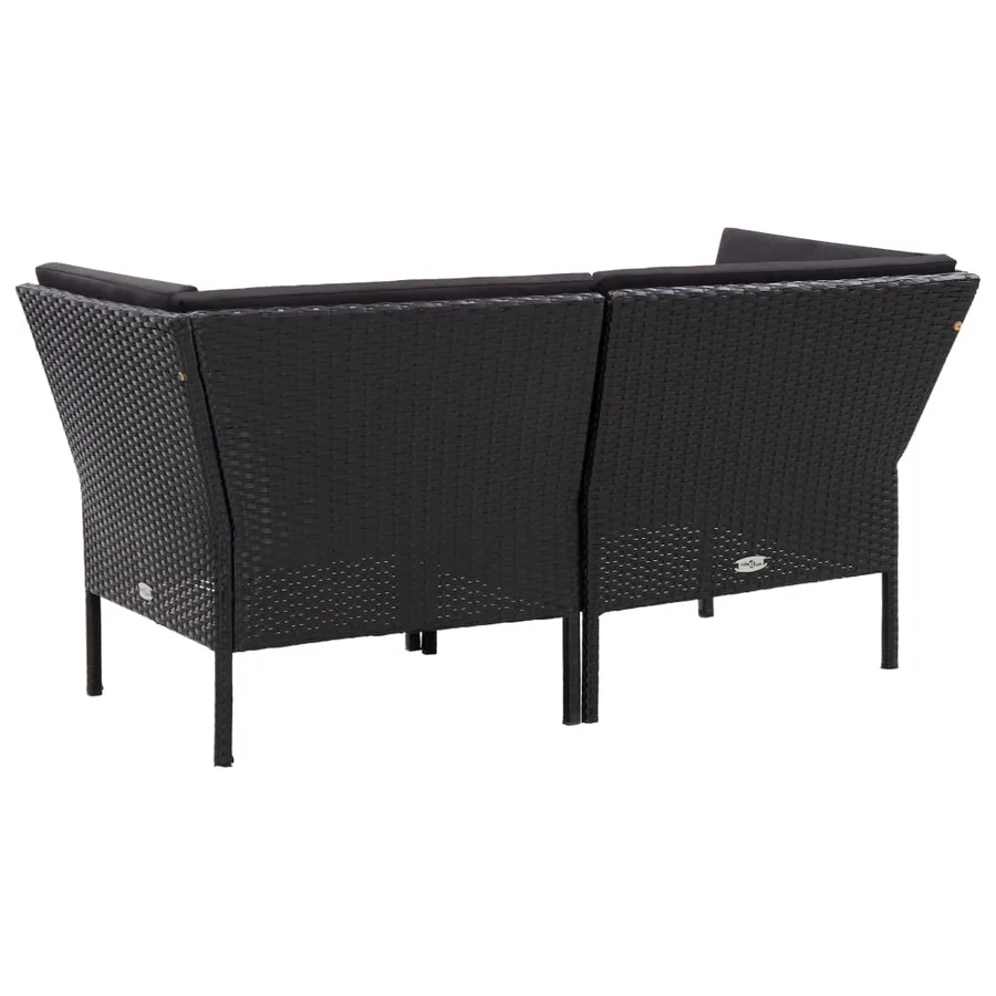 Salon de jardin 6 pcs avec coussins résine tressée noir - 5
