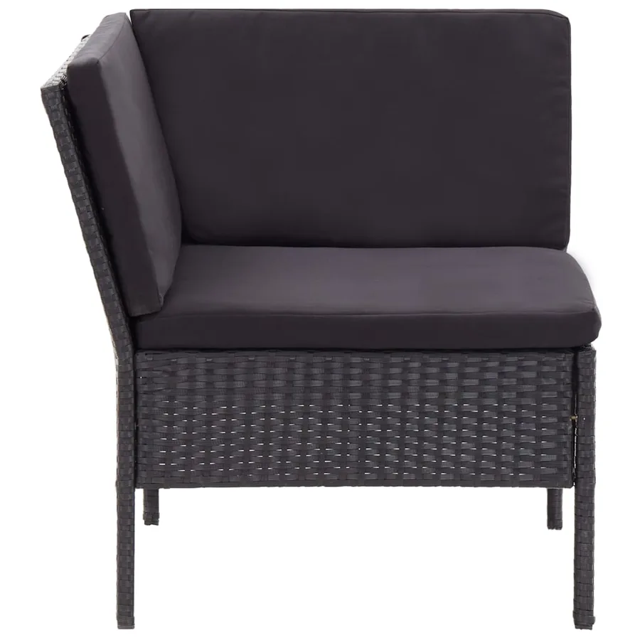 Salon de jardin 6 pcs avec coussins résine tressée noir - 6