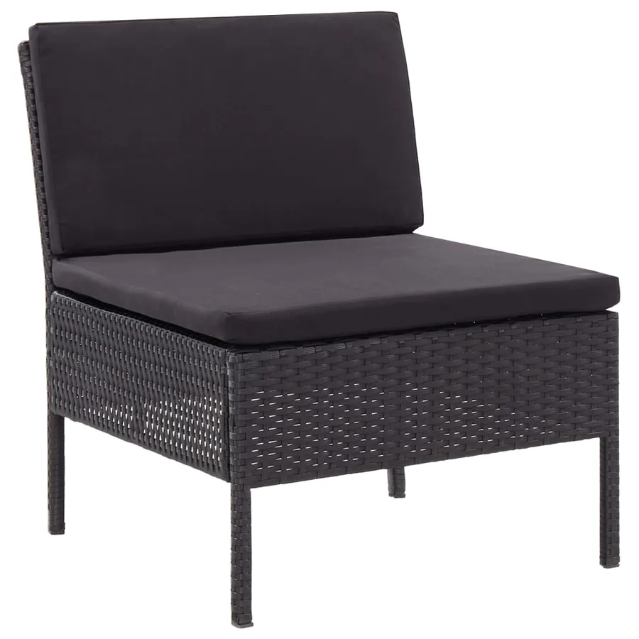 Salon de jardin 6 pcs avec coussins résine tressée noir - 8