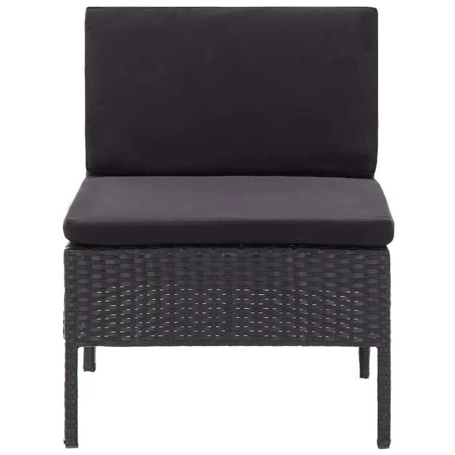 Salon de jardin 6 pcs avec coussins résine tressée noir - 9
