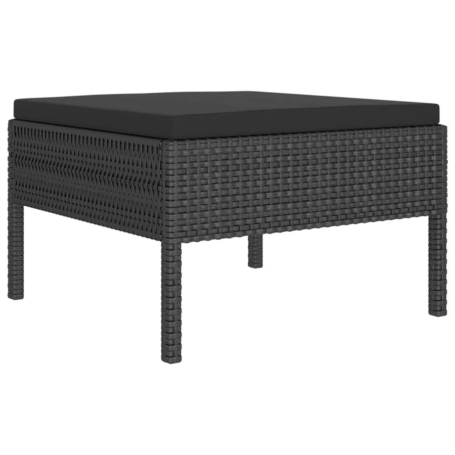 Salon de jardin 8 pcs avec coussins résine tressée noir - 3