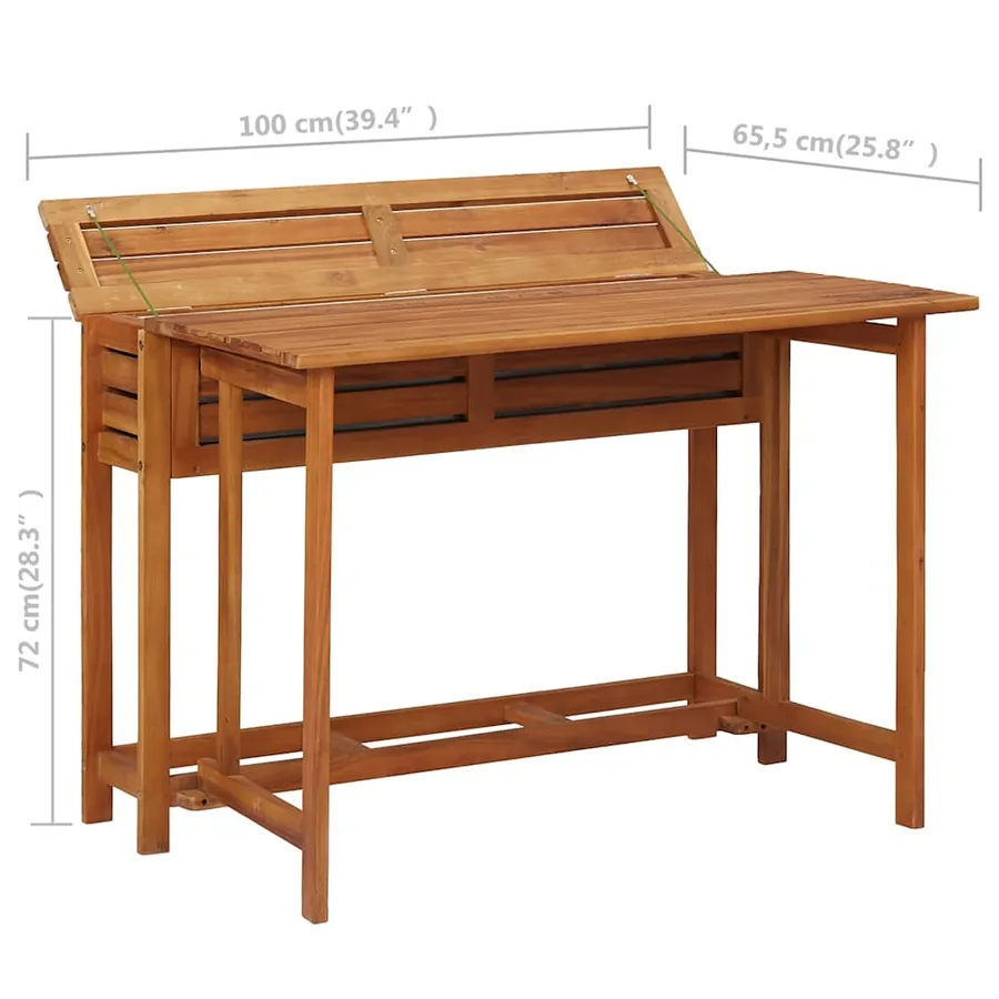 Table à jardinière et 2 chaises de bistro bois d'acacia massif - 15