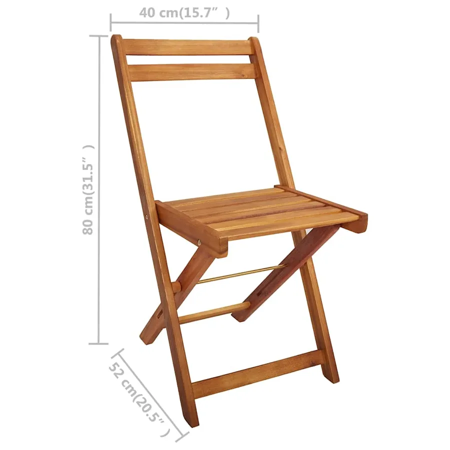 Table à jardinière et 2 chaises de bistro bois d'acacia massif - 16