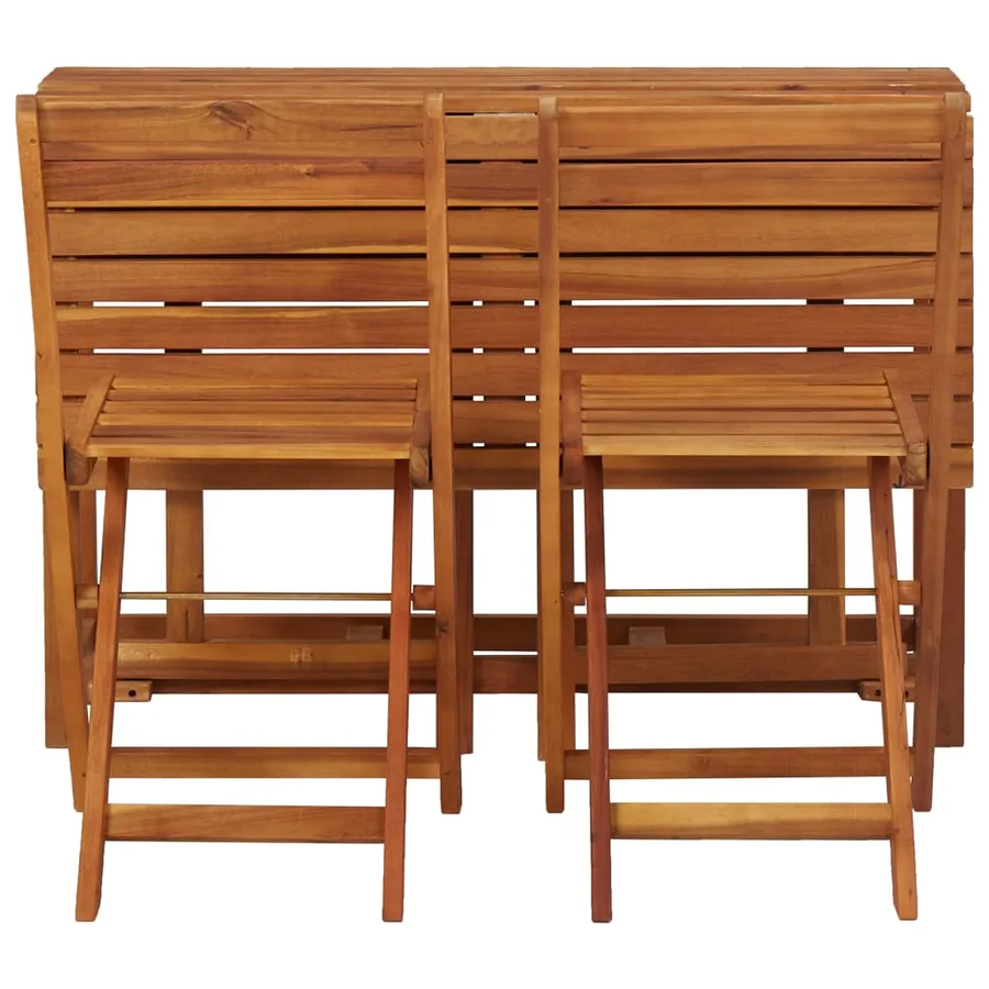Table à jardinière et 2 chaises de bistro bois d'acacia massif - 5