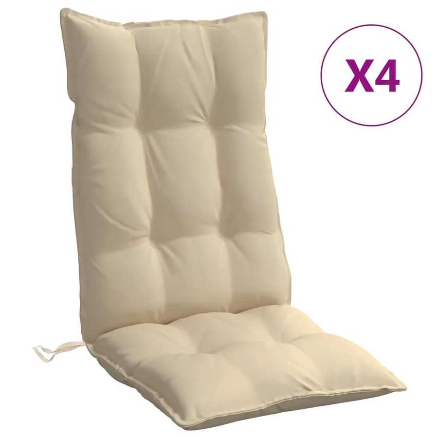 Coussins de chaise à dossier haut lot de 4 beige tissu oxford - 2