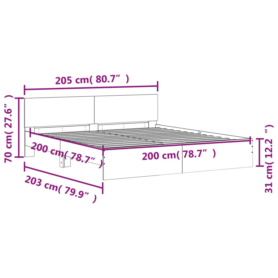 Cadre de lit sans matelas noir 200x200 cm - 10