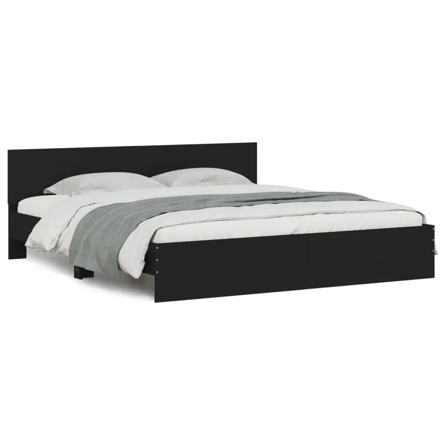 Cadre de lit sans matelas noir 200x200 cm - 2