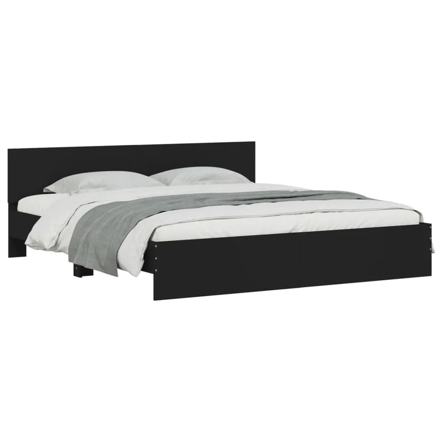 Cadre de lit sans matelas noir 200x200 cm - 3