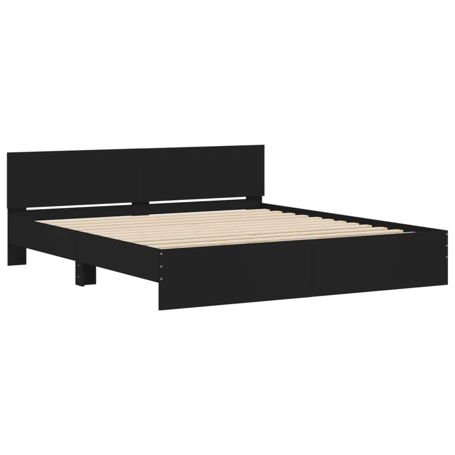 Cadre de lit sans matelas noir 200x200 cm - 4