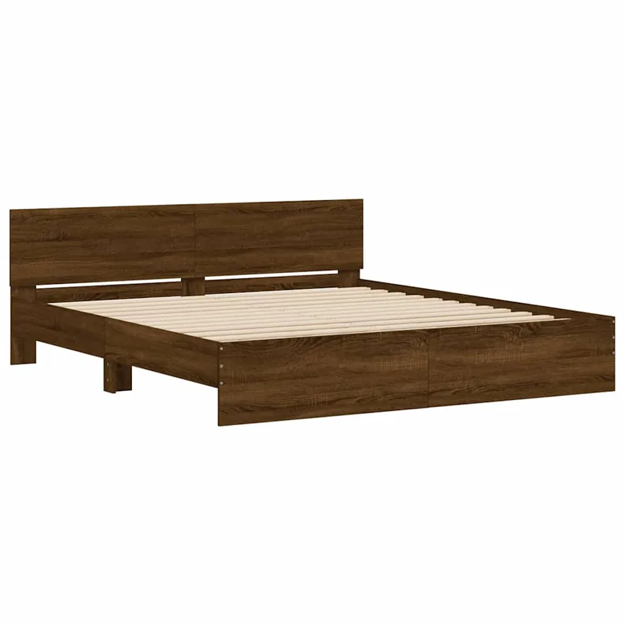 Cadre de lit sans matelas chêne marron 200x200 cm - 4
