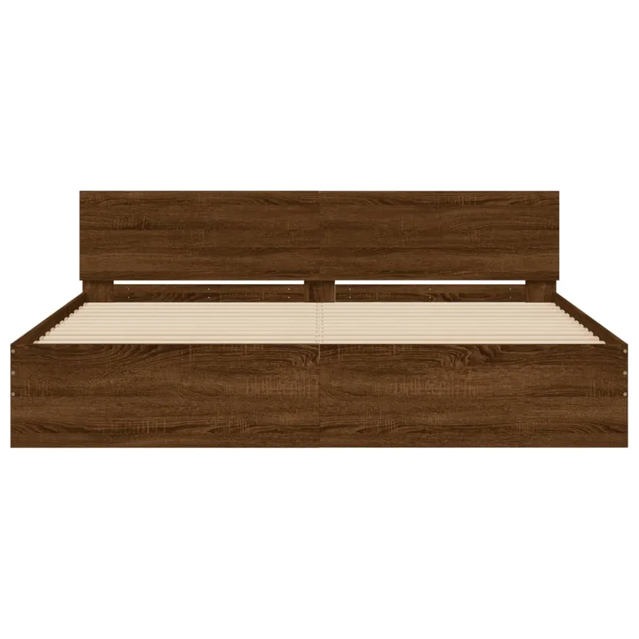 Cadre de lit sans matelas chêne marron 200x200 cm - 5