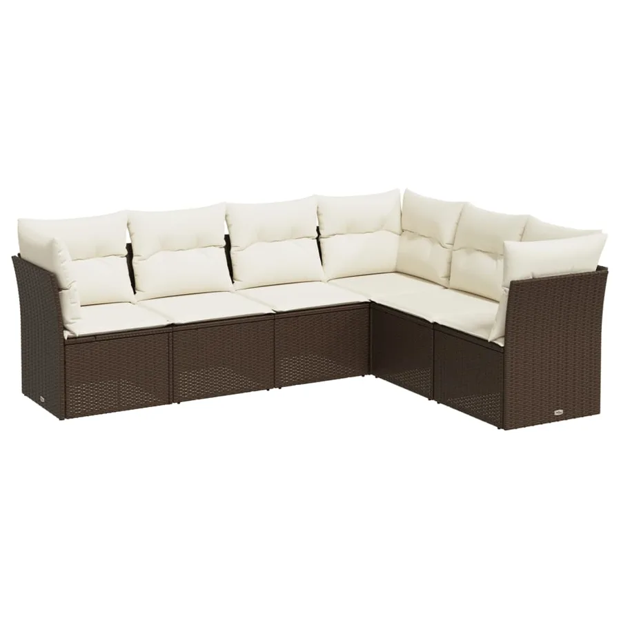 Salon de jardin avec coussins 6 pcs marron résine tressée - 2