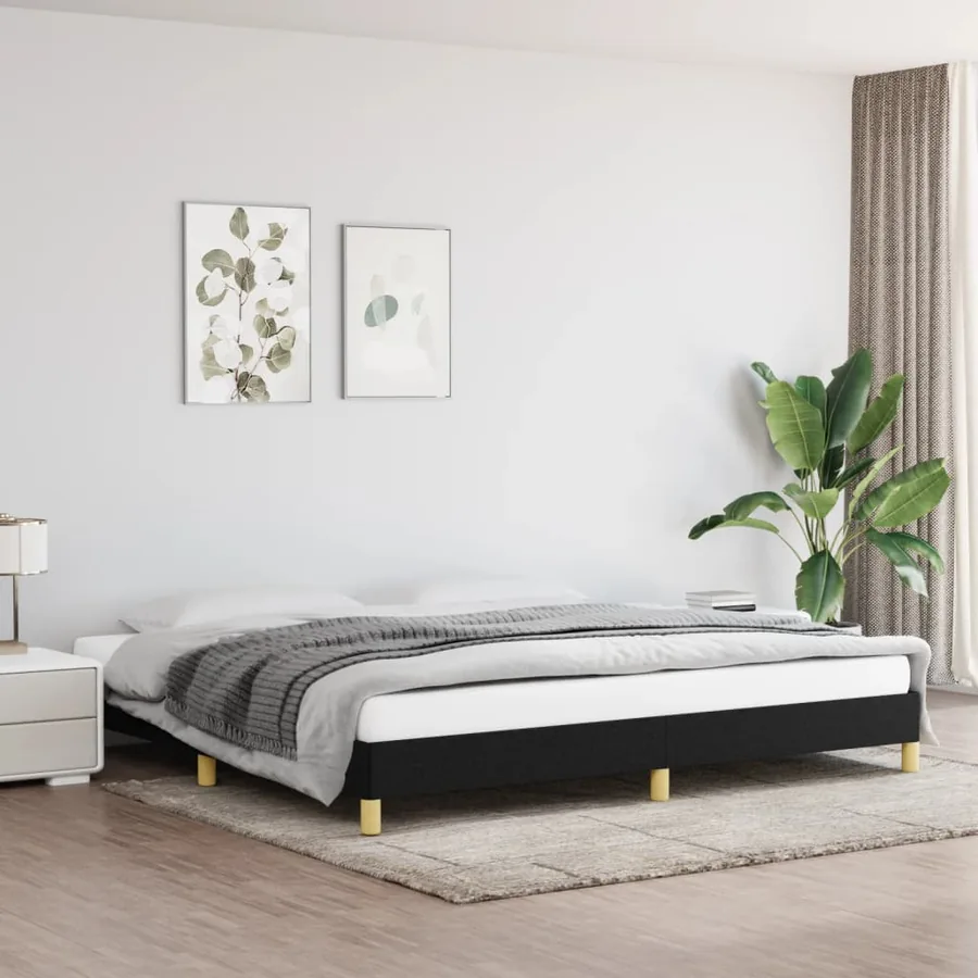 Cadre de lit sans matelas noir 200x200 cm tissu