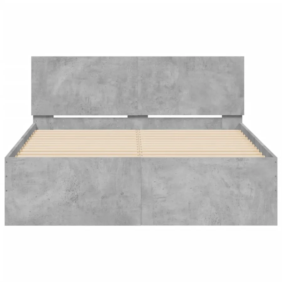 Cadre de lit sans matelas gris béton 135x190 cm - 5