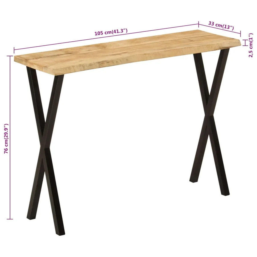 Table console à live edge 105x33x76 cm bois de manguier massif - 8