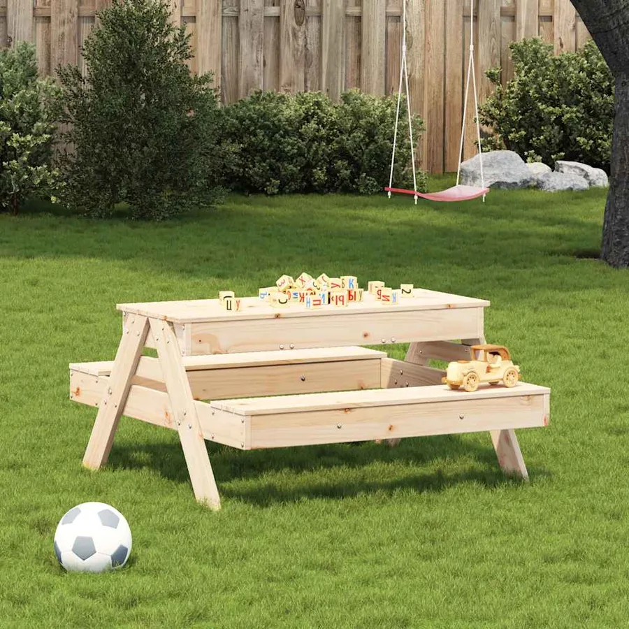 Table de pique-nique avec bac à sable pour enfants pin massif - 3