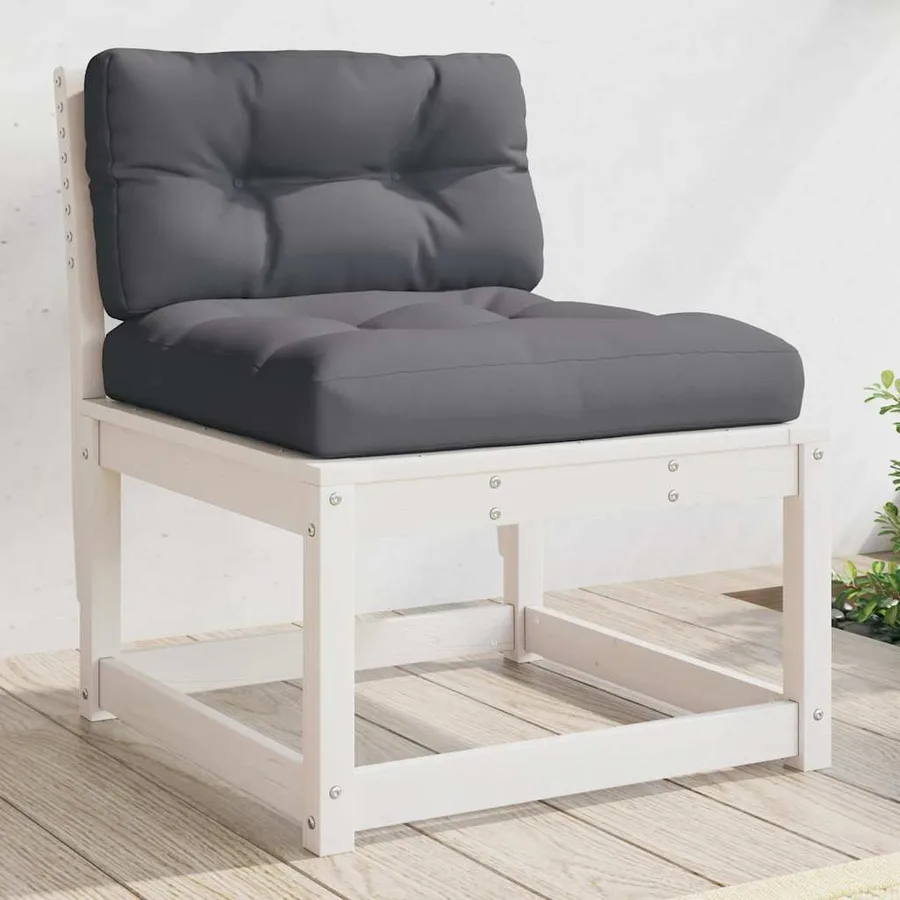 Canapés de jardin avec coussins 2pcs blanc bois de pin massif - 3
