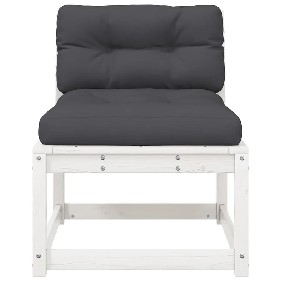 Canapés de jardin avec coussins 2pcs blanc bois de pin massif - 6