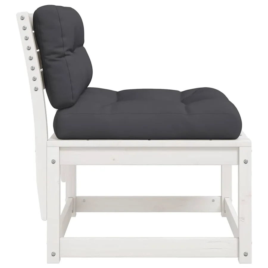 Canapés de jardin avec coussins 2pcs blanc bois de pin massif - 7