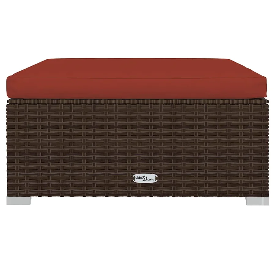 Repose-pied de jardin et coussin Marron 70x70x30 cm Poly rotin - 3