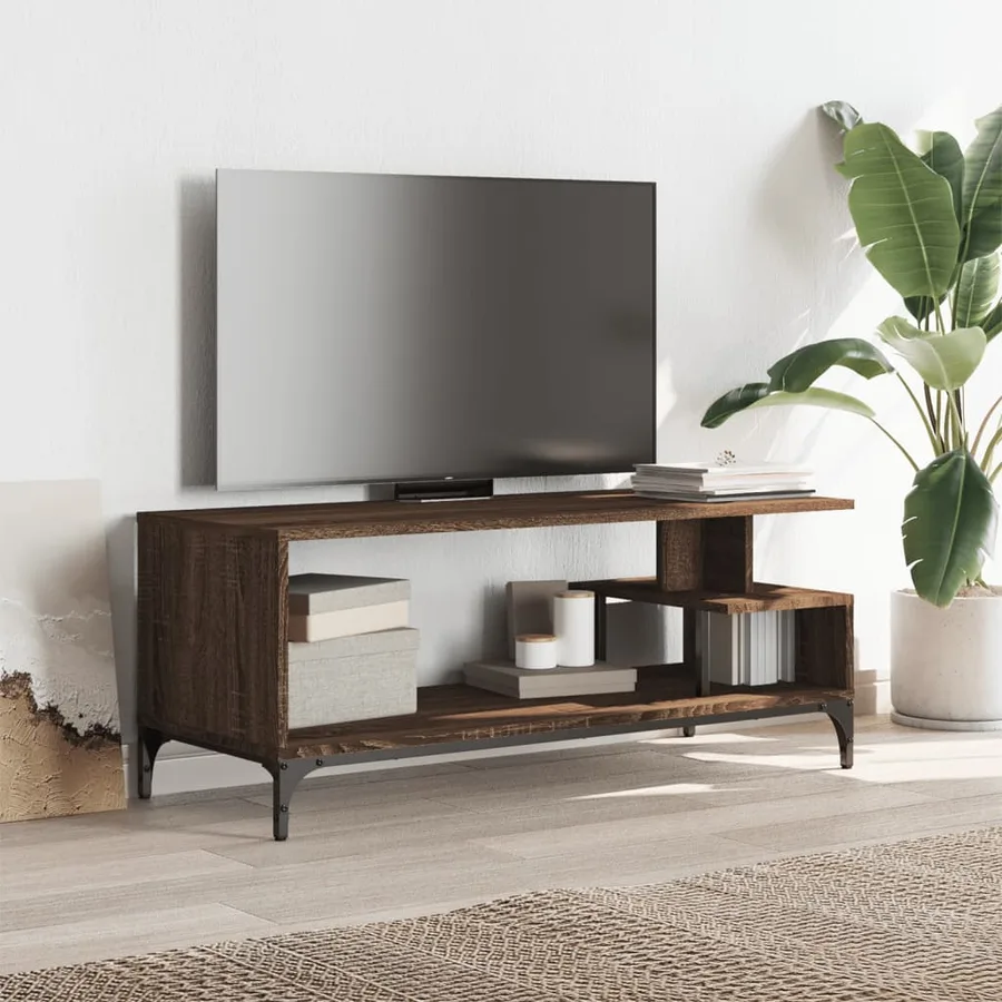 Meuble TV bois d'ingénierie et acier enduit de poudre - 3