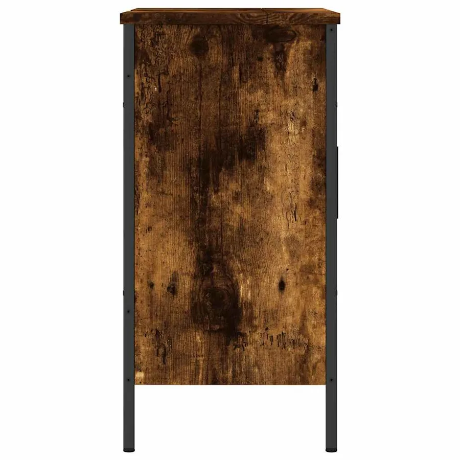 Armoire lavabo de salle de bain chêne fumé 60x30x60 cm - 7