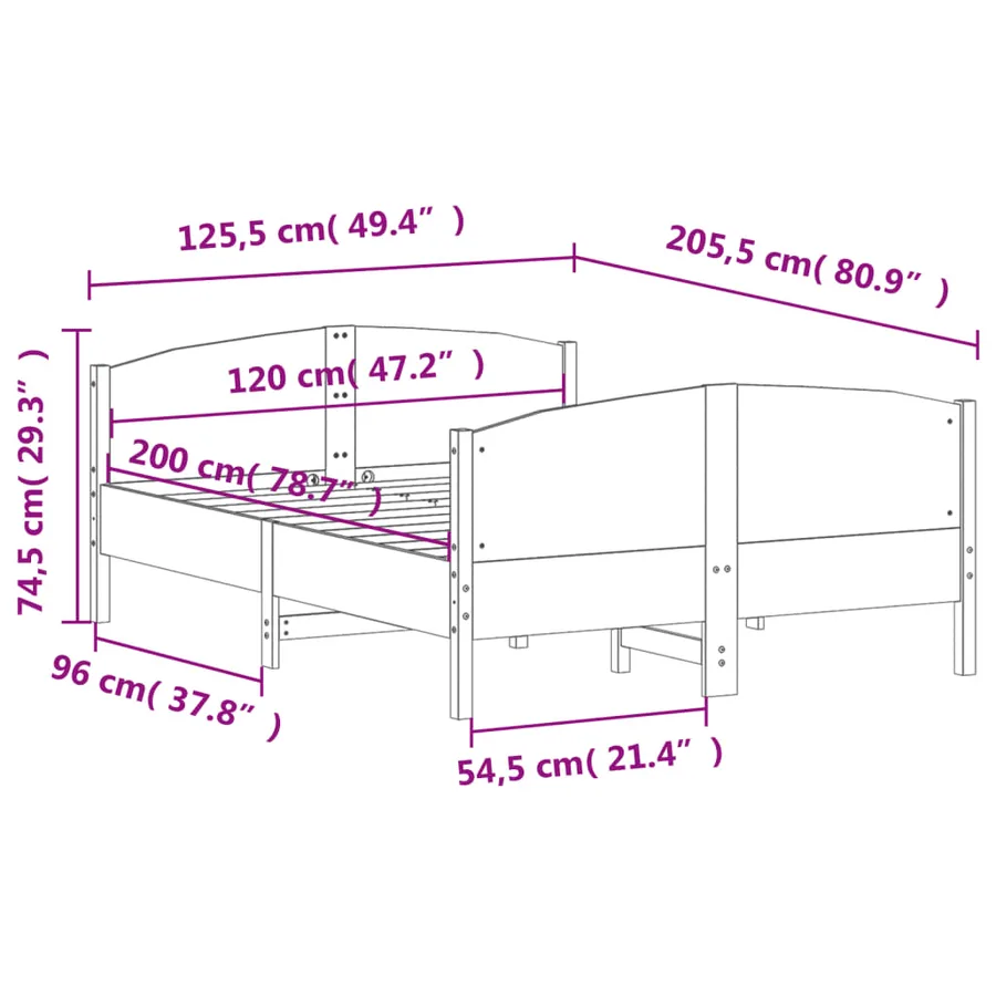 Cadre de lit sans matelas 120x200 cm bois de pin massif - 9