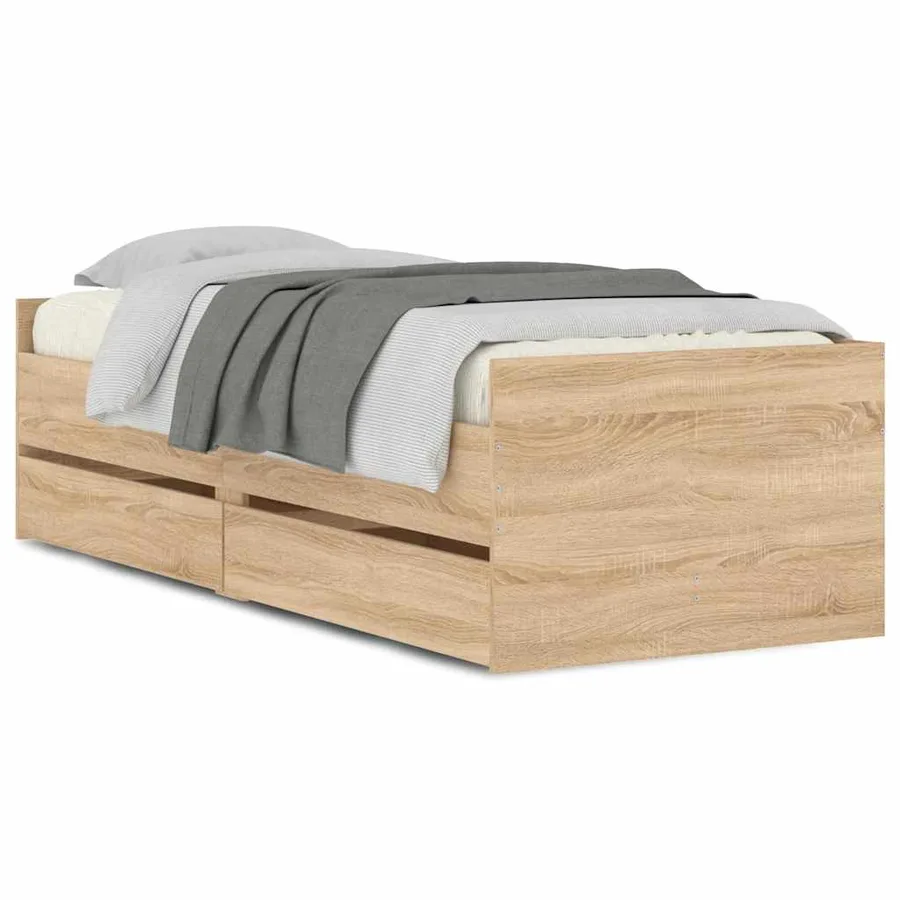Cadre de lit sans matelas chêne sonoma 75x190 cm - 2