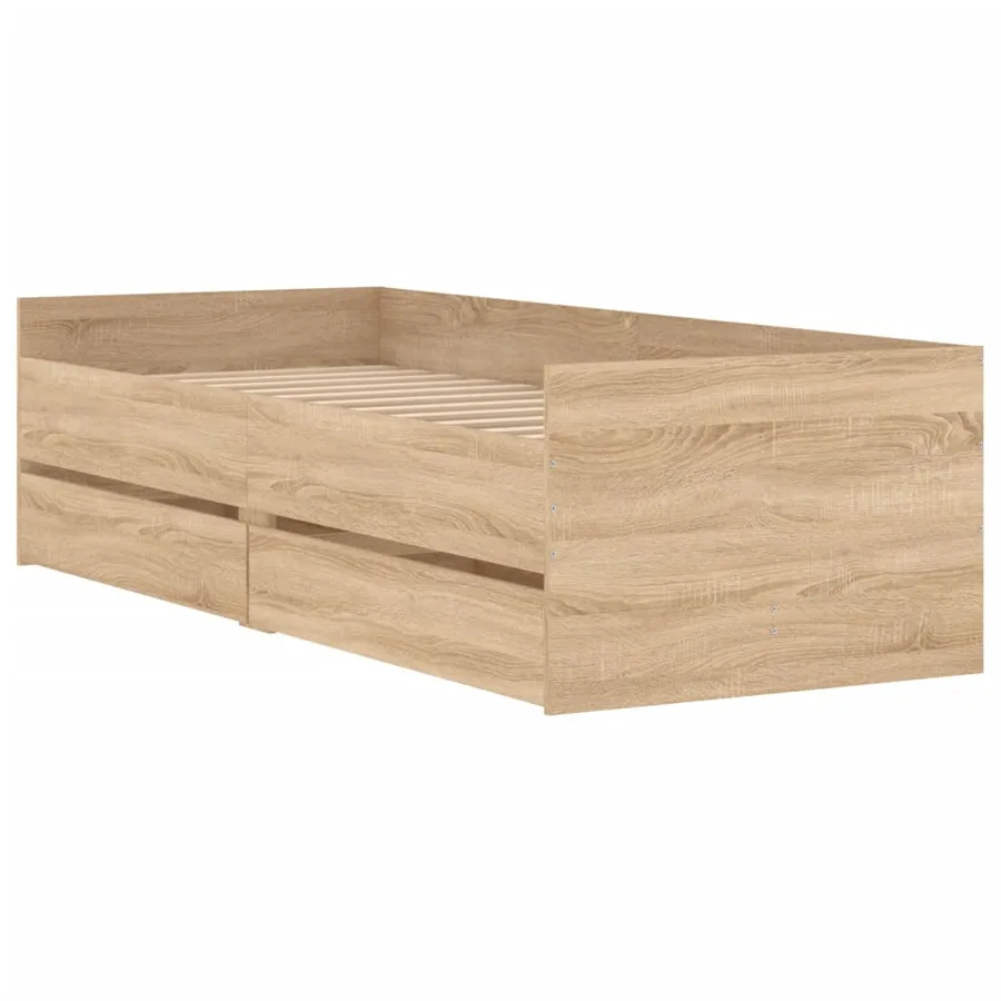 Cadre de lit sans matelas chêne sonoma 75x190 cm - 3