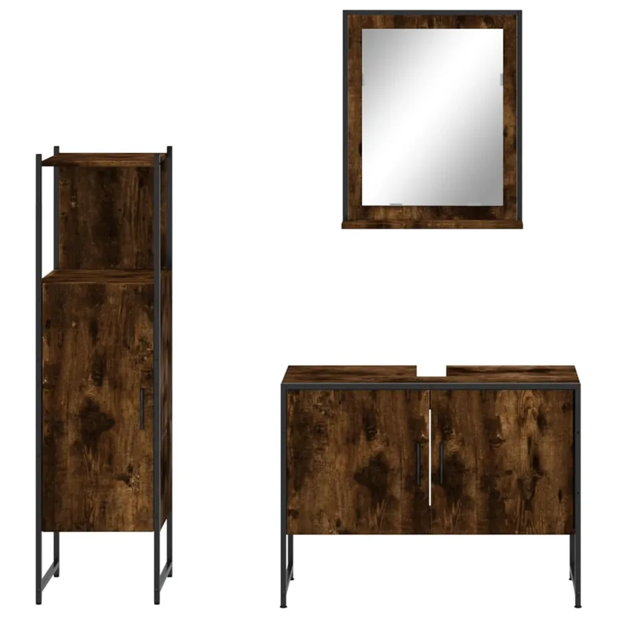 Ensemble d'armoires de salle de bain 3 pcs chêne fumé - 6