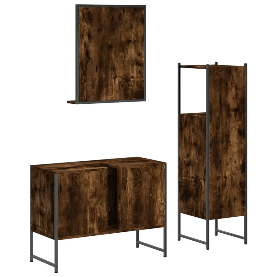 Ensemble d'armoires de salle de bain 3 pcs chêne fumé - 8