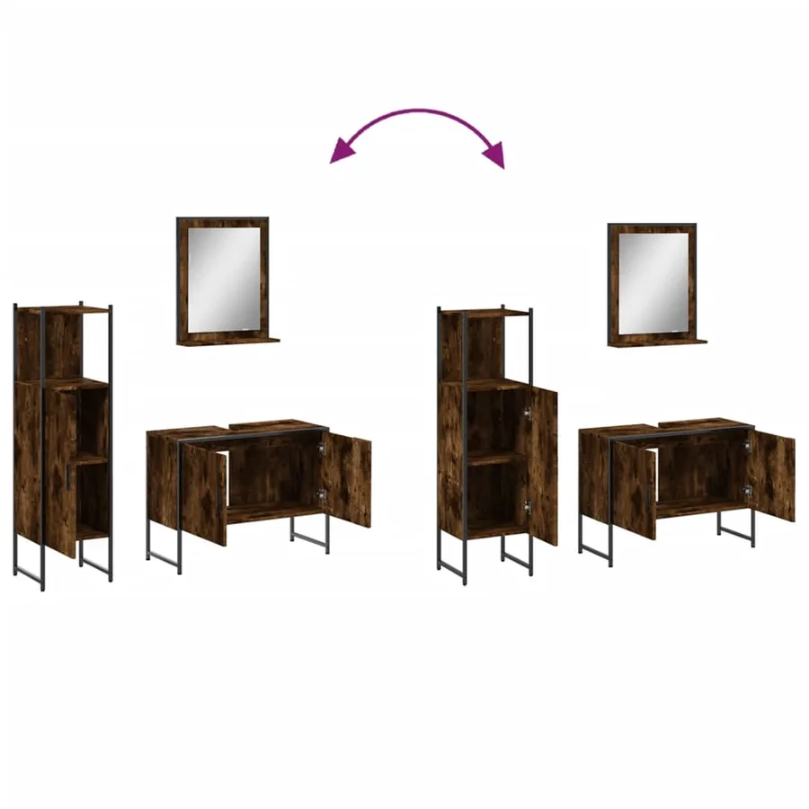 Ensemble d'armoires de salle de bain 3 pcs chêne fumé - 9