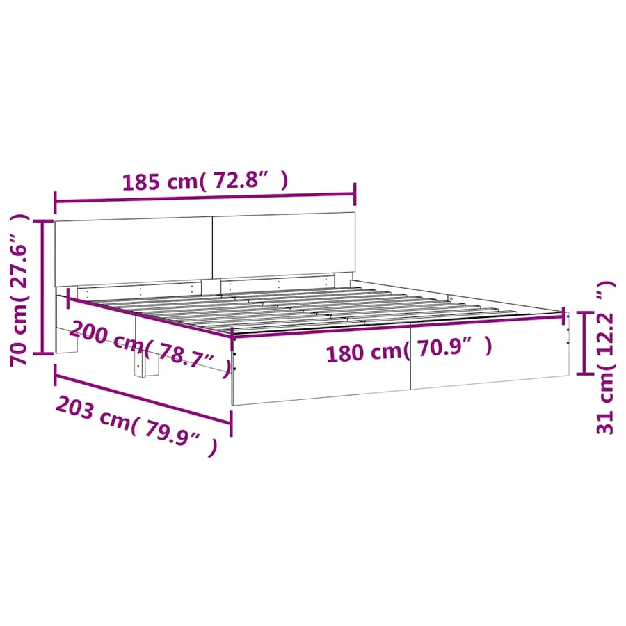 Cadre de lit sans matelas noir 180x200 cm - 10