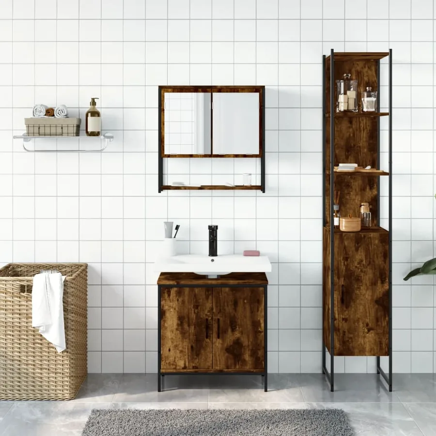 Ensemble de meubles de salle de bain 3 pcs Chêne fumé - 3