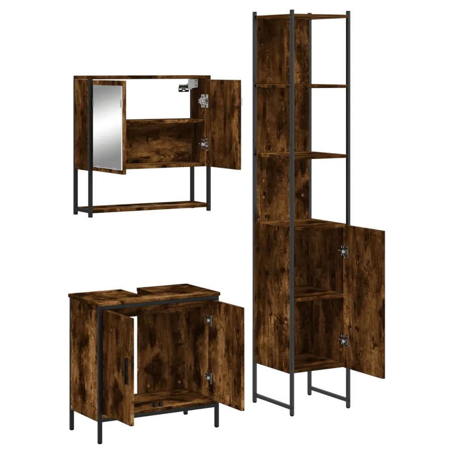 Ensemble de meubles de salle de bain 3 pcs Chêne fumé - 5