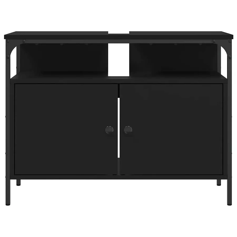 Armoire lavabo de salle de bain noir 80x30x60 cm - 4