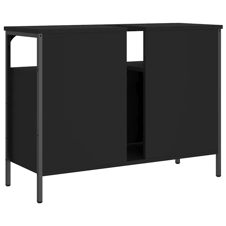 Armoire lavabo de salle de bain noir 80x30x60 cm - 6