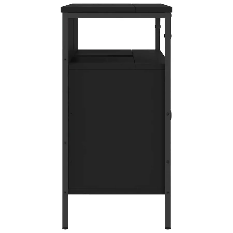 Armoire lavabo de salle de bain noir 80x30x60 cm - 7